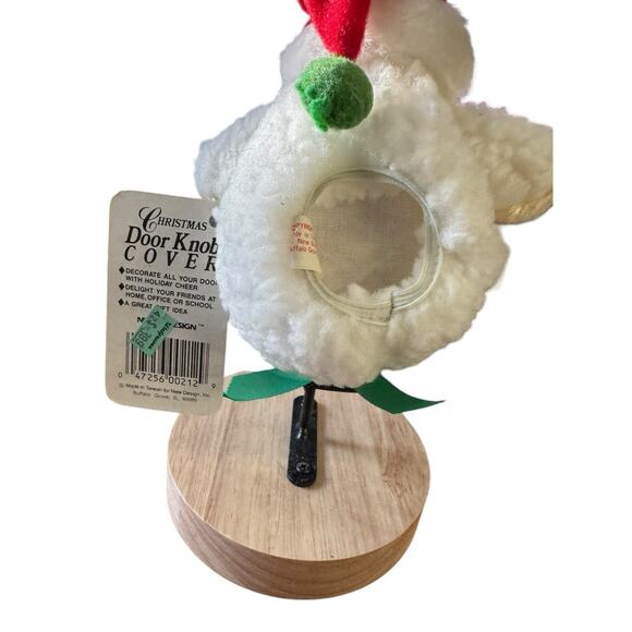 Vintage Christmas Plush Bear Door Knob Cover w/Tag 1980s Holiday Decor Retro - Picture 3 of 8